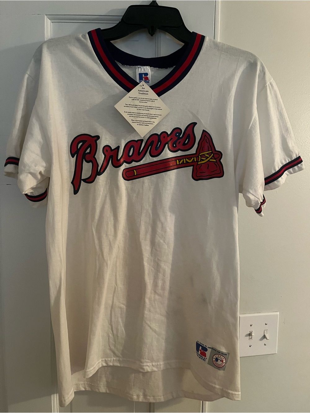 Russell Athletic White Atlanta Braves Tee with Red & Navy Accents